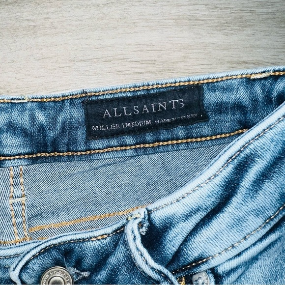 All Saints Miller Medium Jeans Distressed Ankle Jeans Waist 26 Denim 91% Cotton - Picture 6 of 7